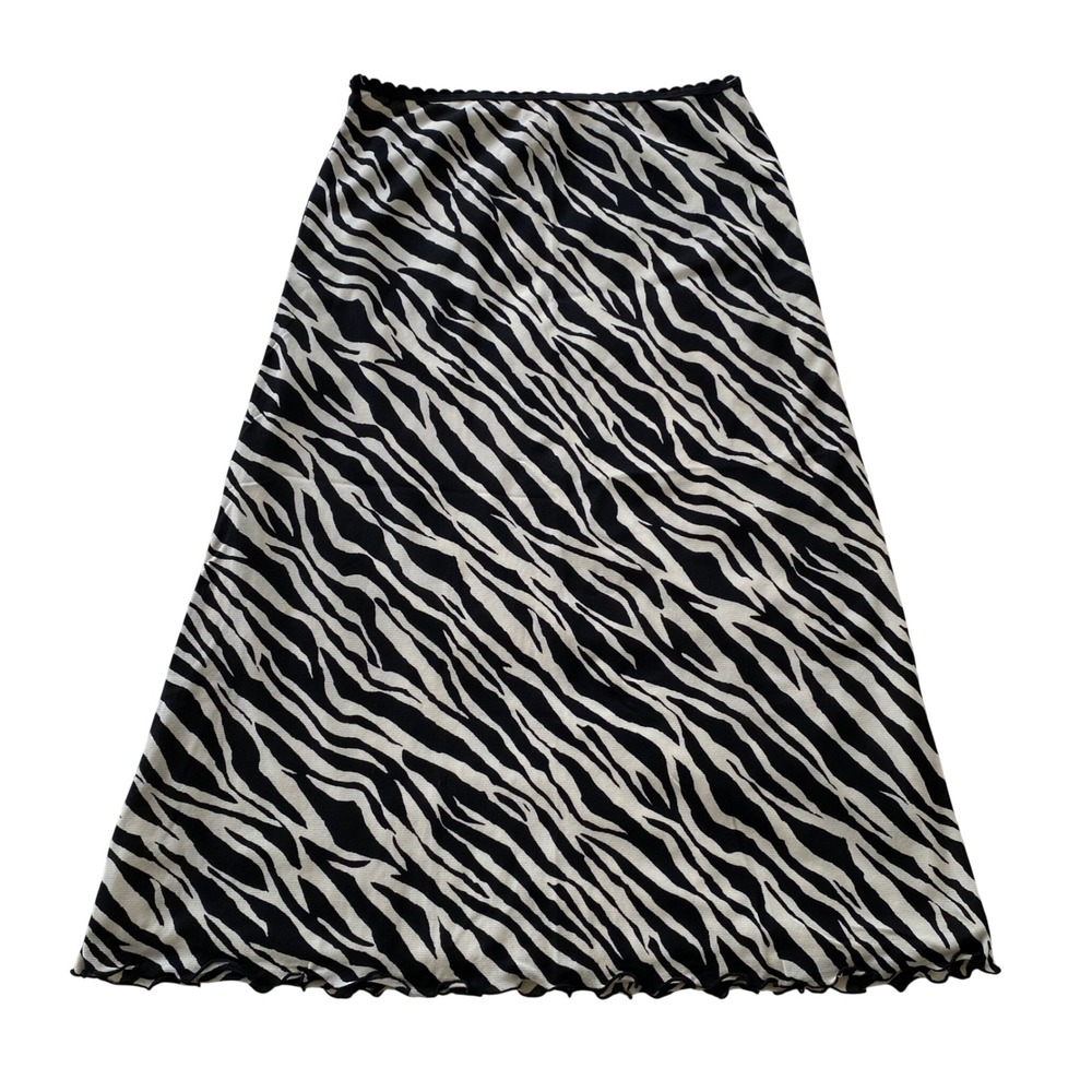 Vintage Y2K Kathie Lee Collection Zebra Midi Skirt Women Medium Retro Animal 90s